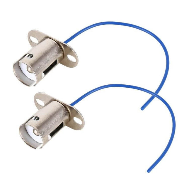 Car Bulb Holder Base Female Socket With Cable 1 Pair - metal female sockets with attached blue wires for headlight taillight replacement