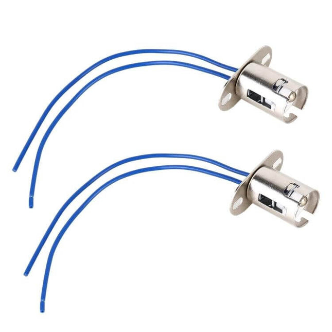 1 Pair Car 1157 Bulb Holder Socket With Cable Easy To Install - metal socket pair with blue wires for 1157 tail brake turn signal bulbs
