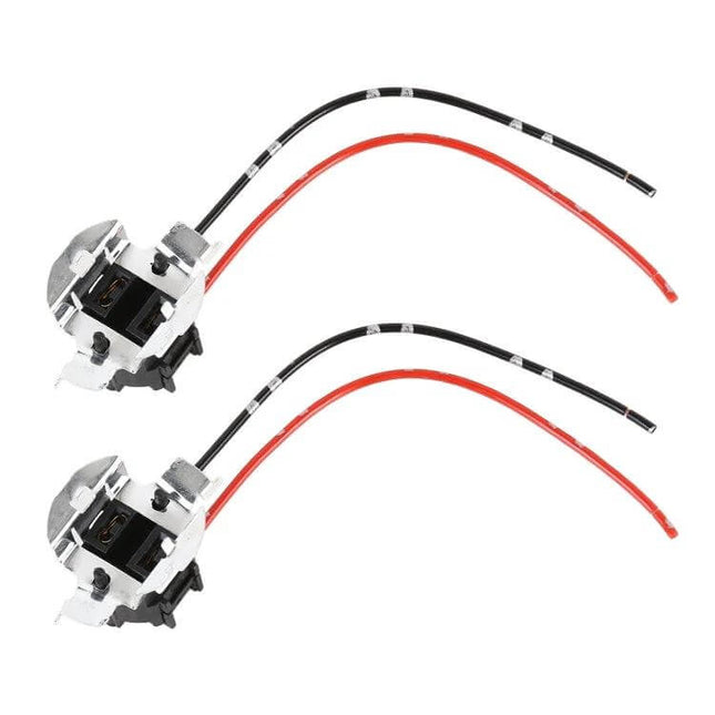 Halogen Lamp Socket Car Bulb Holder With Cable For Replacement - pair of plug-and-play headlight sockets with red and black wires