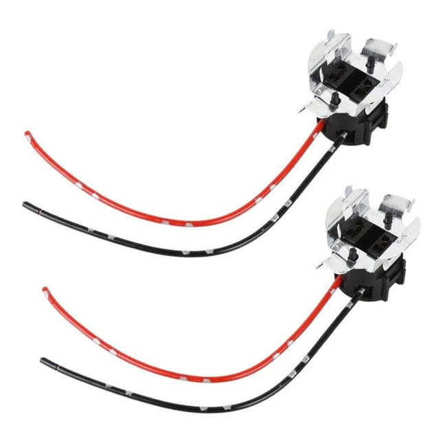 Halogen Lamp Socket Car Bulb Holder With Cable For Replacement - pair of black and red wired headlight plug connectors, durable soft flexible wires