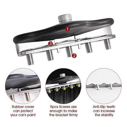 Universal LED Strip Light Bracket Pair For Hood Installations - close-up of rubber-covered metal bracket with screws and anti-slip teeth for secure hood-edge LED mounting