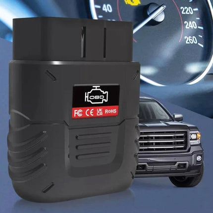 Essential Car Diagnostic Tool for Everyday Vehicle Maintenance - compact OBDII scanner with app-ready fault code reader shown next to pickup truck