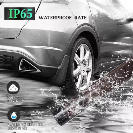 Car RGB LED Rear Light Strip For Safe Daytime Driving mounted on car rear demonstrating IP65 waterproof and dust prevention in splashing water