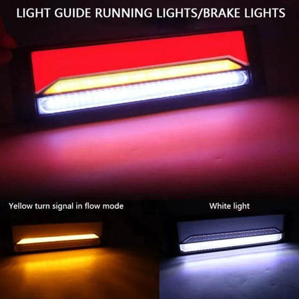Truck Trailer Brake Light Three Color For Daily Use LED rear light with red brake, yellow turn flow, white reverse, PC+ABS housing, screw-in mount, 84R/30Y/33W LEDs
