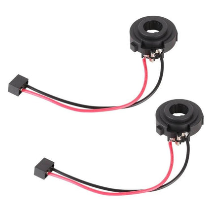 Car Lamp Holder Socket With Cable For Easy Headlight Replacement - pair of black H7 plug sockets with red and black wires for Volkswagen and Mercedes headlight swaps