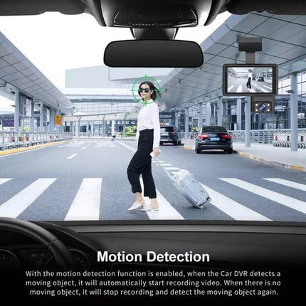 High-Definition Front and Rear Dual Camera Dash Cam with Night Vision for Safe Driving Recording - motion detection pedestrian crosswalk view