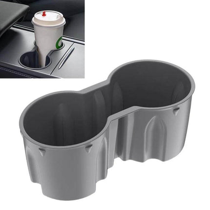 Shunwei Car Water Cup Holder for Tesla Model 3 and Y 2021-2022 installed in center console holding cup and bottle