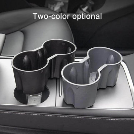 Shunwei Car Water Cup Holder for Tesla Model 3 and Y 2021-2022 black and gray dual cup organizer in center console