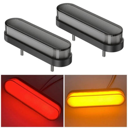 Pair of Double Color Brake and Turn Signal Lights for Vehicles - black oval 3-in-1 tail brake sequential turn signal pair