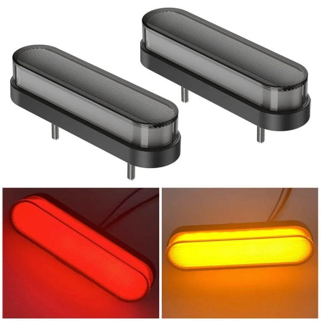 Pair of Double Color Brake and Turn Signal Lights for Vehicles - black oval 3-in-1 tail brake sequential turn signal pair