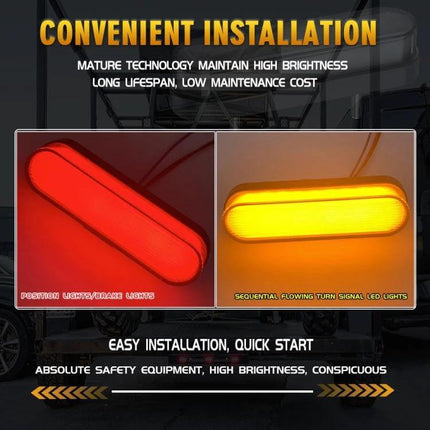 Pair of Double Color Brake and Turn Signal Lights for Vehicles - red brake light and amber sequential turn signal LED pair
