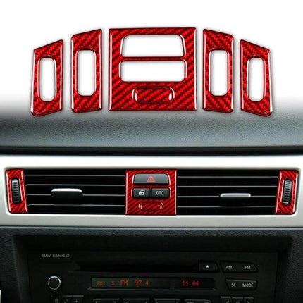 Carbon Fiber Decorative Stickers for BMW Air Outlets, Six-Piece Set - red carbon fiber interior trim for dashboard air vents
