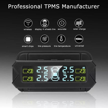 Tire Pressure Monitor for Safer Daily Vehicle Travel digital TPMS dashboard display showing tire pressure and temperature