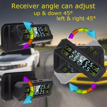 Tire Pressure Monitor for Safer Daily Vehicle Travel – adjustable dashboard receiver shows real-time tire pressure and temperature readings