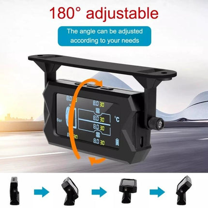 Tire Pressure Monitor for Safe Daily Truck and Bus Drives - adjustable 180° display showing pressure and temperature for up to six tires