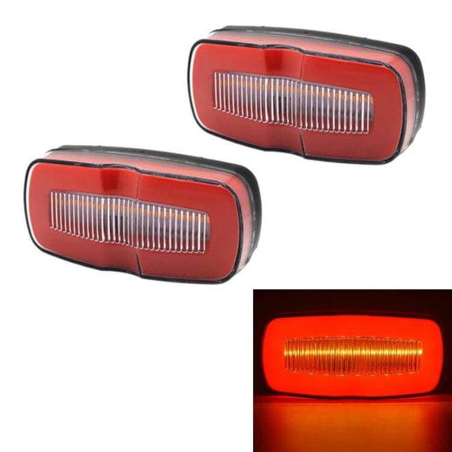 MK-190 Truck LED Side Marker Lights 2-Pack, White Light - 28-LED red lens side marker pair for trucks, rubber+PC housing, compact 11cm x 1.5cm
