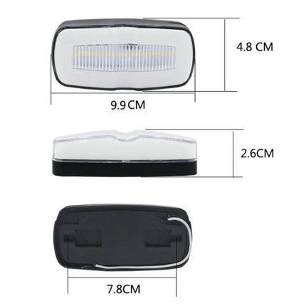 MK-190 Truck LED Side Marker Lights 2-Pack, White Light - compact rectangular LED side marker with rubber+PC housing and dimensions shown