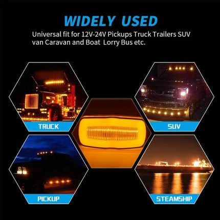 MK-190 Truck LED Side Marker Lights 2-Pack, White Light - 28 LED white side marker shown on truck, SUV, pickup and ship applications, waterproof compact design