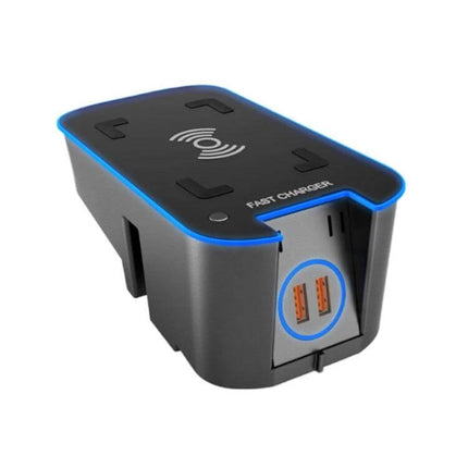 Car Wireless Charger For Volvo With Anti-Slip Design - black Qi fast charger with anti-slip silicone pad and dual USB ports