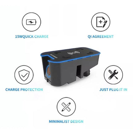 Car Wireless Charger For Volvo With Anti-Slip Design, Qi 15W fast charge insert with anti-slip silicone pad and easy plug-in installation