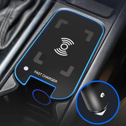 Car Wireless Charger For Volvo With Anti-Slip Design black Qi fast charger pad with silicone anti-slip surface installed in car cup holder
