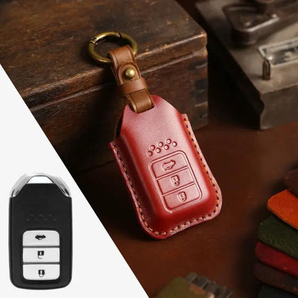 Honda Cowhide Leather Protective Key Case for Three Keys Tailgate Version