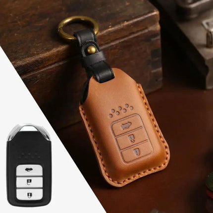Honda Cowhide Leather Protective Key Case for Three Keys Tailgate Version