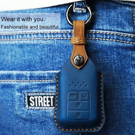 Cowhide Leather Key Protective Case for Honda Vehicles