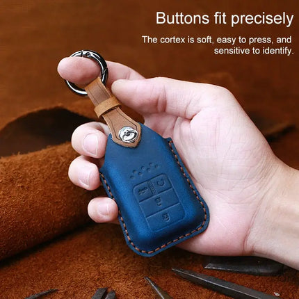 Cowhide Leather Key Protective Case for Honda Vehicles