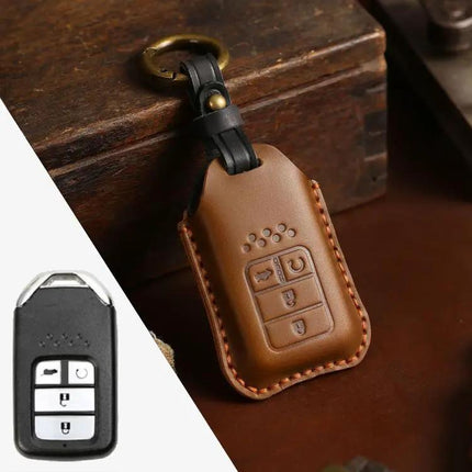 Cowhide Leather Key Protective Case for Honda Vehicles