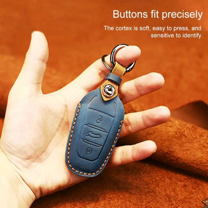 Peugeot Cowhide Leather Key Case for Car Protection