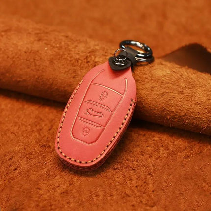 Peugeot Cowhide Leather Key Case for Car Protection