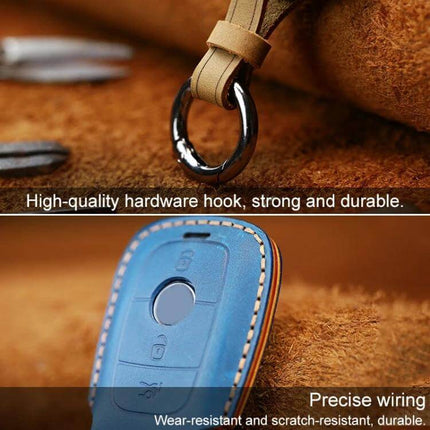 Cowhide Leather Key Protector for Mercedes-Benz Vehicles soft genuine cowhide cover protects key from scratches dirt with durable hardware hook