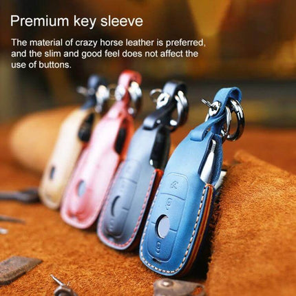 Cowhide Leather Key Protector for Mercedes-Benz Vehicles soft genuine cowhide key cover protecting Mercedes key from scratches and dirt