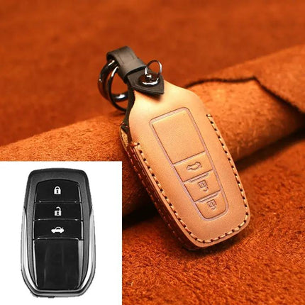 Cowhide Leather Protective Cover for Toyota Car Keys, Three Keys