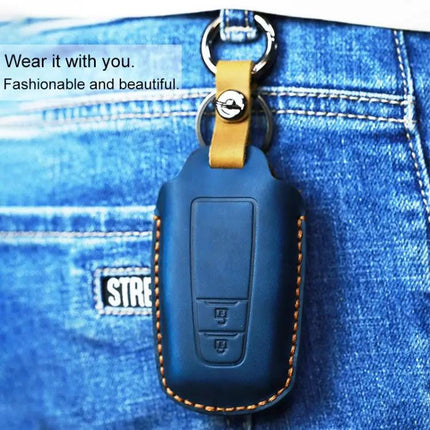 Cowhide Leather Protective Cover for Toyota Car Keys, Three Keys