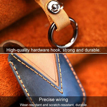 Cowhide Leather Protective Key Cover for Kia Vehicles - genuine cowhide key cover with durable hardware ring and precise stitching, scratch-resistant protection