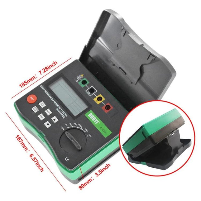 DUOYI Ground Resistance Tester for Home Electrical Safety Checks handheld unit with display and probe ports for measuring earth resistance