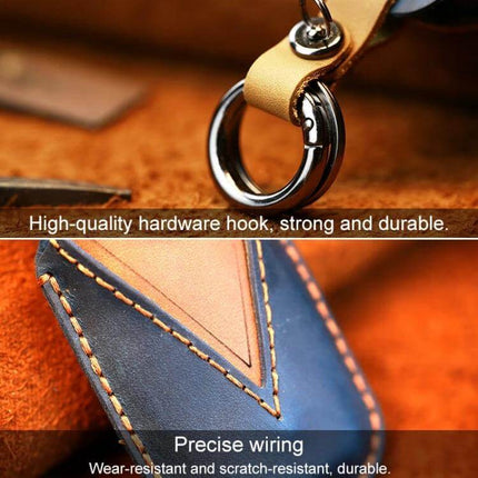 Cowhide Leather Key Cover for Ford Cars, Three-Key Capacity - genuine cowhide leather key case with durable hardware and precise stitching