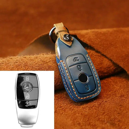 Cowhide Leather Key Cover for Mercedes-Benz E-Class Vehicles