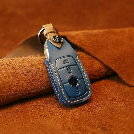 Cowhide Leather Key Cover for Mercedes-Benz E-Class Vehicles
