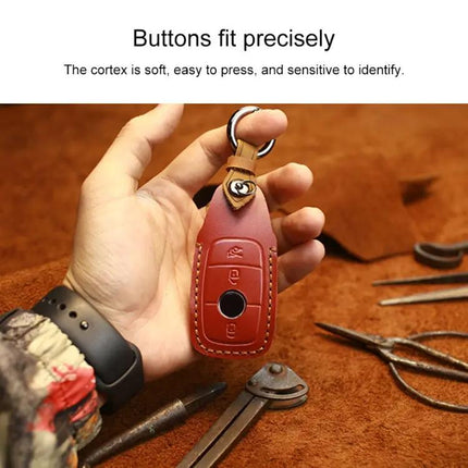 Cowhide Leather Key Cover for Mercedes-Benz E-Class Vehicles
