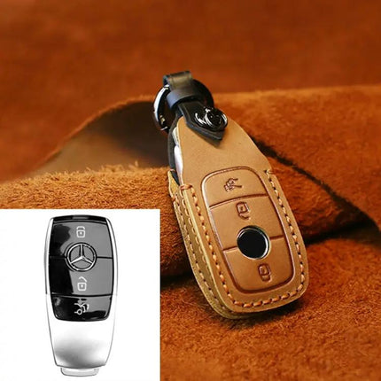 Cowhide Leather Key Cover for Mercedes-Benz E-Class Vehicles
