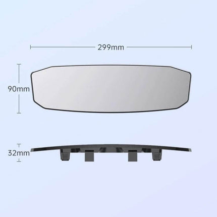 Shunwei Anti-Glare Rear-View Mirror for Safer Driving Visibility - 299mm x 90mm 1300R arc lens attachment, 32mm thickness, clip-on design