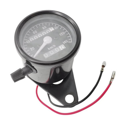 Retro Style Motorcycle Speedometer for Daily Rides in Black, metal retro speedometer with wired connectors for reliable city and commuter use