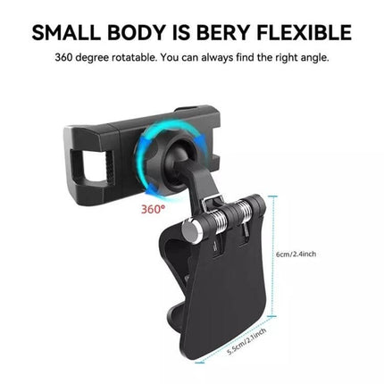 Adjustable Car Sun Visor Phone Holder for Rear Seats and More - black 360° rotatable clip mount for hands-free rear seat viewing