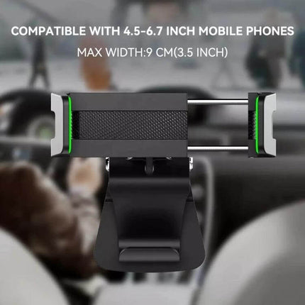 Adjustable Car Sun Visor Phone Holder for Rear Seats and More - adjustable sun visor phone mount compatible with 4.5–6.7in phones, max width 9cm