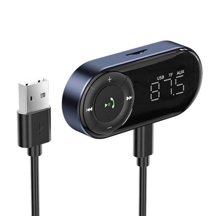 Car Bluetooth Audio Receiver For Hands Free Vehicle Calls - compact Bluetooth 5.2 car FM transmitter with USB TF AUX, 12V/24V powered, hands-free call button