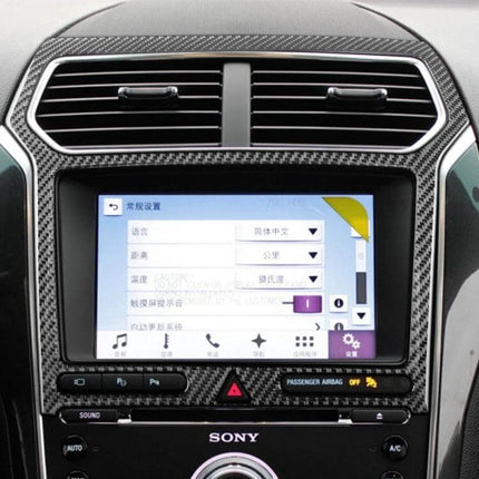 Carbon Fiber Decorative Sticker for Ford Explorer Navigation Panel applied on 2016-2019 Ford Explorer dashboard navigation trim