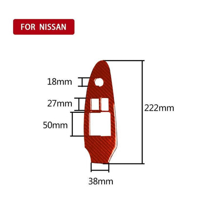 Nissan 370Z Carbon Fiber Decorative Right Drive Door Sticker - red carbon fiber door control cover with dimensions 222x38x50x27x18mm